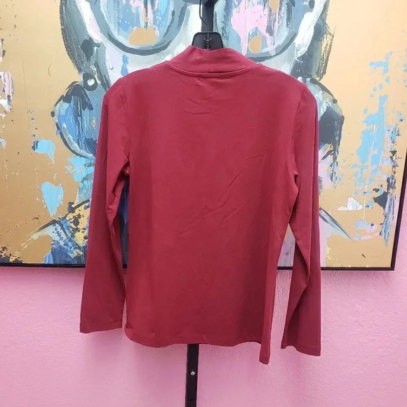 Dolcezza Mockneck Longsleeve Burgundy Top - Picture 2 of 4